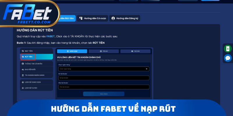 Hướng dẫn FABET về nạp rút